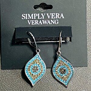 NEW "Simply Vera" Vera Wang Earrings Turquoise Blue & Gold For Pierced Ears NWT
